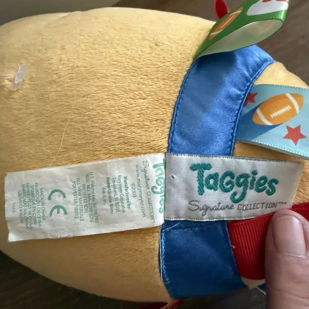 Toss the Taggies Football jingle chime rattle ball Plush Soft baby toy Plushie